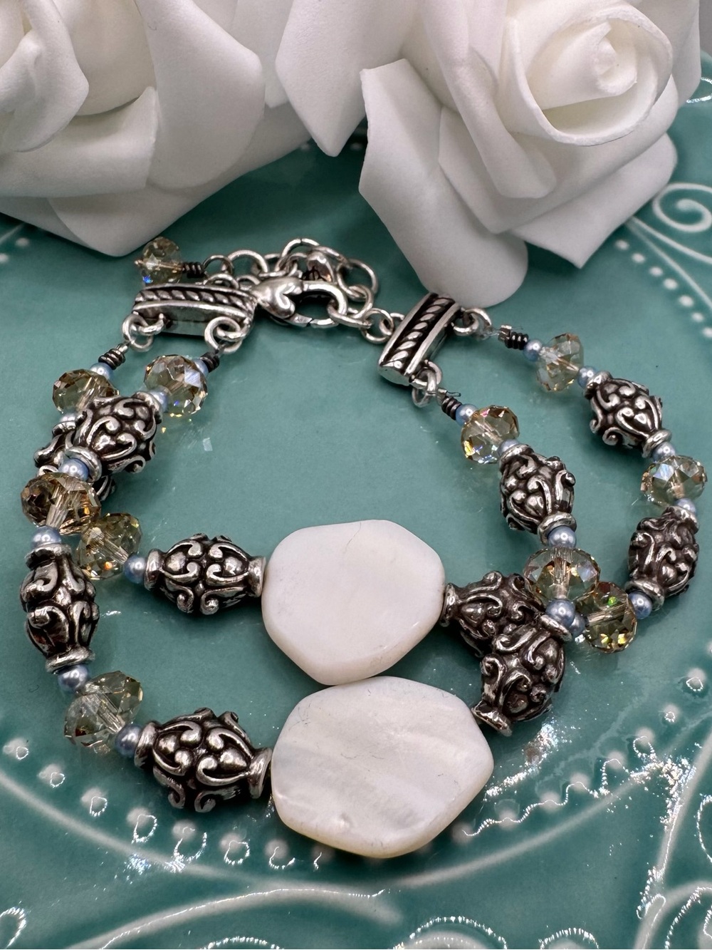 Brighton Utopia Bracelet with White Mother-of-Pearl and Champagne Crystals